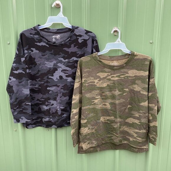 Women’s French Terry Comfy Camo Sweatshirt Top 2-Pack Size 0X (14W) - Picture 1 of 10